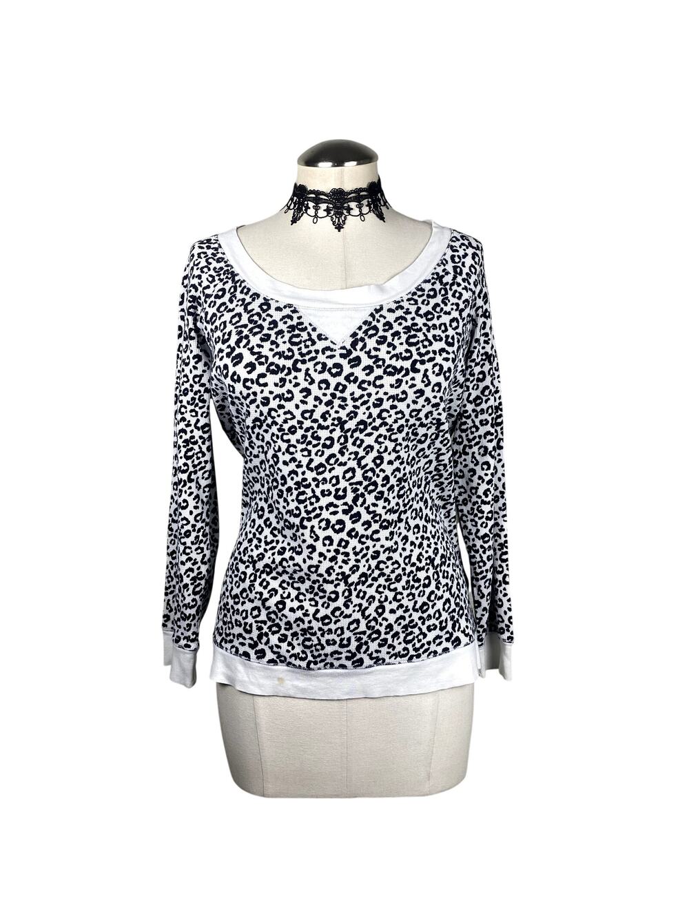 Vtg Y2K Victoria's‎ Secret Leopard Print Thermal Grunge Streetwear Sweater M